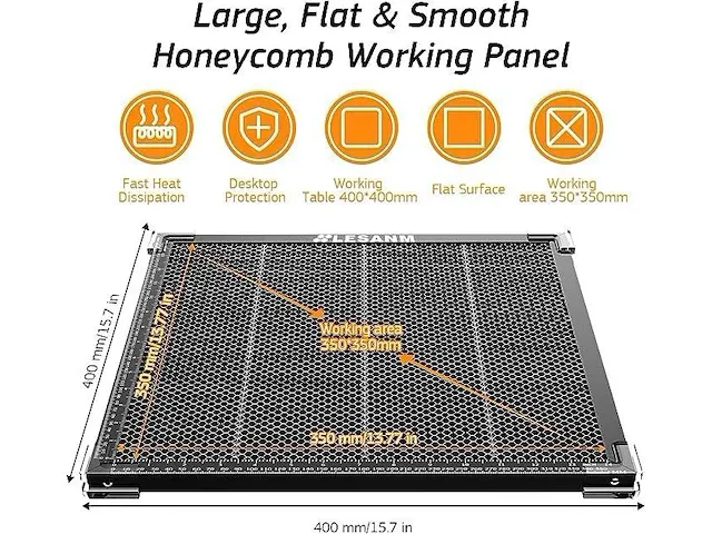 Honeycomb laser bed 400 x 400 x 22mm - afbeelding 1 van  2