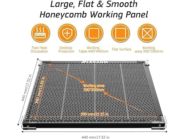 Honeycomb laser bed 440 x 440 x 22mm - afbeelding 1 van  3