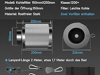 Hon&guan grow actieve koolstoffilter (150 mm x 200 mm) - afbeelding 2 van  5