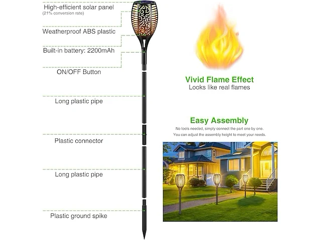 Honswit solarlampen voor buiten, 96 leds - afbeelding 2 van  5