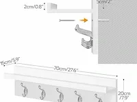 Hoobro wandgarderobe met plank, 70 x 15 x 20 cm - afbeelding 1 van  4