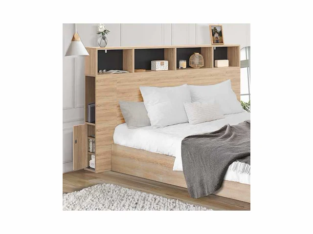 Hoofdeinde 145cm hout en zwart met opbergruimte - afbeelding 1 van  5