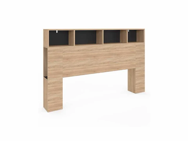Hoofdeinde 145cm hout en zwart met opbergruimte - afbeelding 2 van  5