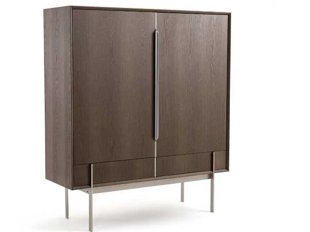 Hoog dressoir - 2 deuren - 2 lades - grijs - afbeelding 1 van  6