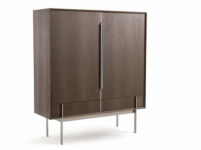 Hoog dressoir - 2 deuren - 2 lades - grijs - afbeelding 2 van  6