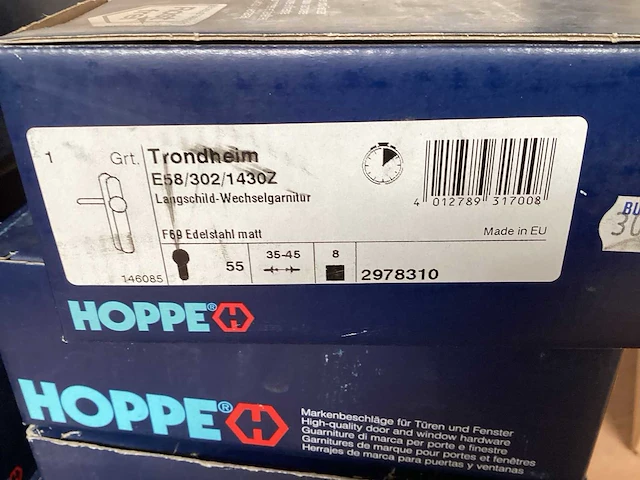 Hoppe trondheim langschild wisselgarnituur, rvs (13x) - afbeelding 3 van  3