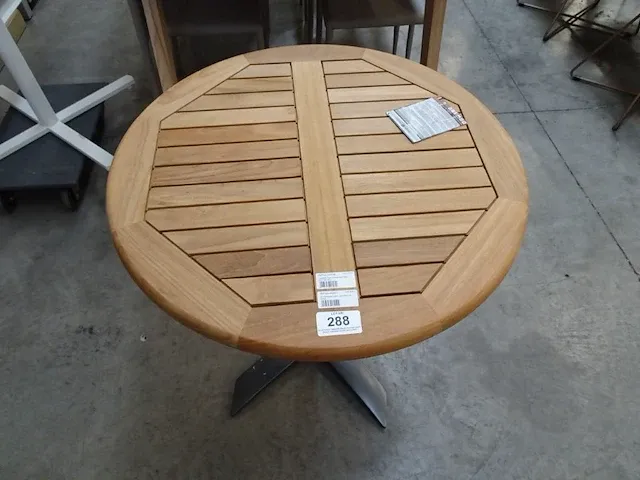 Horeca alu tafelpoot volvic vast met teak blad dia 70cm - afbeelding 2 van  2