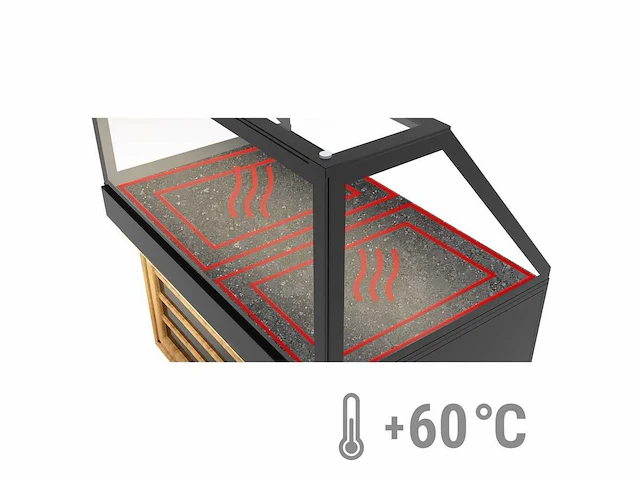 Horeca warmhoud vitrine oslo granieten plaat 180x80x140 - afbeelding 3 van  10