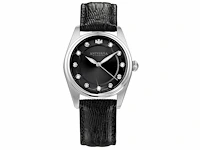 Horloge antverpia silver case - black dial - black leather