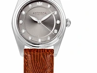 Horloge antverpia silver case - grey dial - brown leather - afbeelding 1 van  3