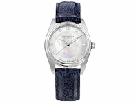 Horloge antverpia silver case - pearl dial - blue leather