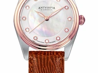 Horloge antverpia silver/pink case - pearl dial - brown leather - afbeelding 1 van  3