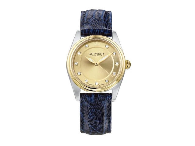 Horloge antverpia silver/yellow case - yellow dial - blue leather - afbeelding 1 van  3