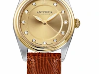Horloge antverpia silver/yellow case - yellow dial - brown leather - afbeelding 1 van  3