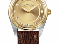 Horloge antverpia silver/yellow case - yellow dial - dark brown leather - afbeelding 1 van  3