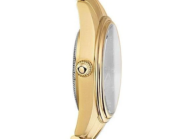 Horloge antverpia silver/yellow case - yellow dial - dark brown leather - afbeelding 3 van  3