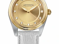 Horloge antverpia silver/yellow case - yellow dial - white leather - afbeelding 1 van  3