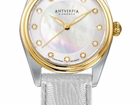 Horloge antverpia silver/yellow case - yellow dial - white leather - afbeelding 1 van  3