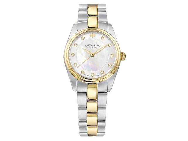 Horloge antverpia silver/yellow case & bracelet - pearl dial - afbeelding 1 van  4