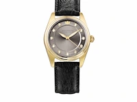 Horloge antverpia yellow case - grey dial - black leather - afbeelding 1 van  3