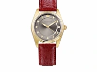Horloge antverpia yellow case - grey dial - red leather - afbeelding 1 van  3