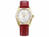 Horloge antverpia yellow case - pearl dial - red leather - afbeelding 1 van  3