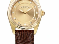 Horloge antverpia yellow case - yellow dial - dark brown leather - afbeelding 1 van  3