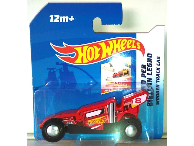 Hot wheels houten auto vanaf 12 maand: rood - afbeelding 1 van  3