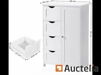 Houten badkamer dressoir met 4 lades wit - afbeelding 2 van  8