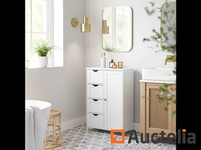 Houten badkamer dressoir met 4 lades wit - afbeelding 3 van  8