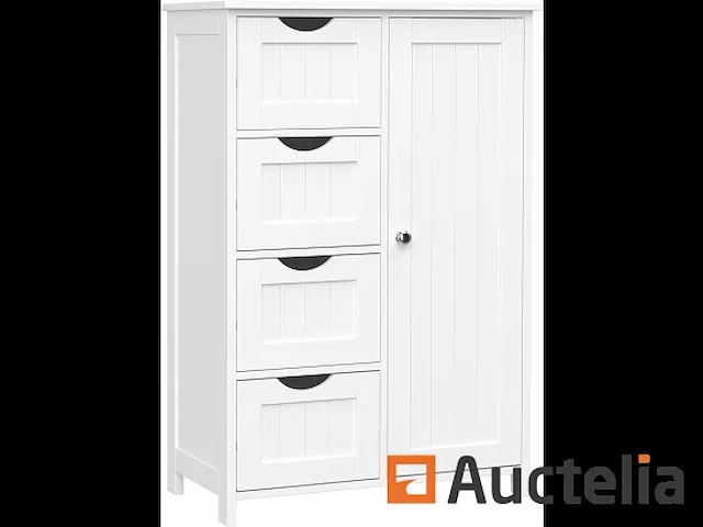 Houten badkamer dressoir met 4 lades wit - afbeelding 5 van  8