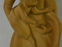 Houten beeld "vrouw met kind" h ±70cm - afbeelding 3 van  5
