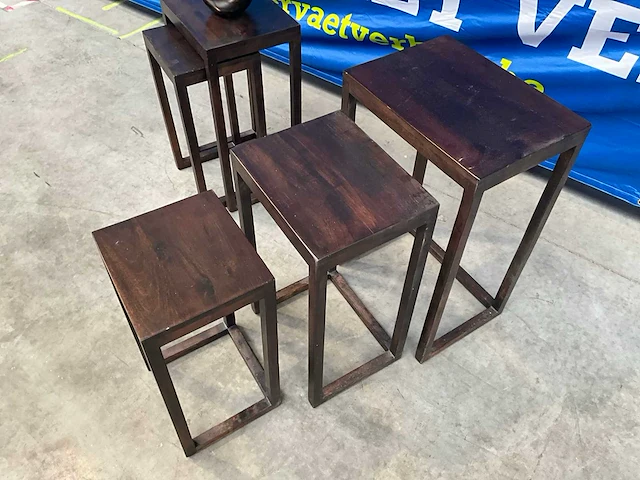 Houten bijzettafels (5x) - afbeelding 2 van  4
