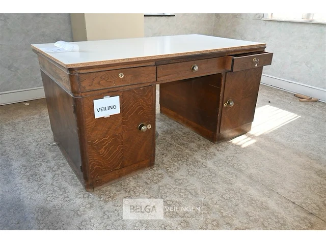 Houten bureau + ladenkast - afbeelding 2 van  7