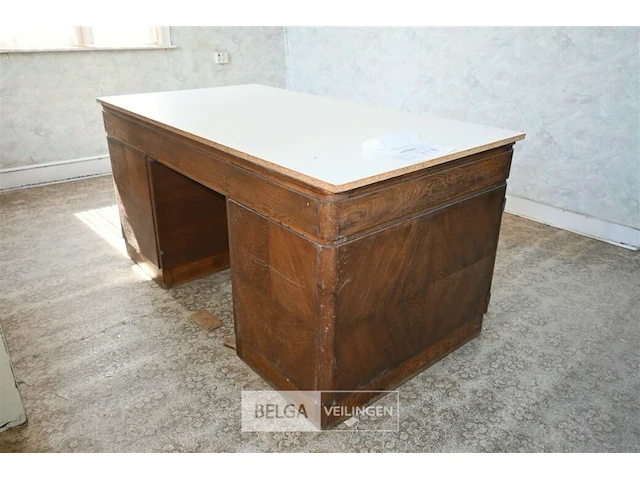 Houten bureau + ladenkast - afbeelding 3 van  7