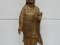 Houten chinees buddha standbeeld - afbeelding 1 van  5