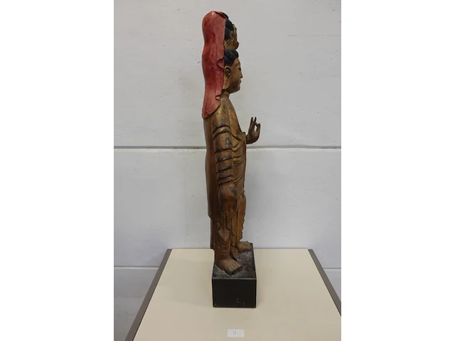 Houten chinees buddha standbeeld - afbeelding 2 van  5
