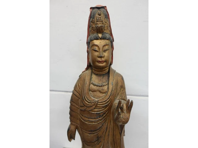 Houten chinees buddha standbeeld - afbeelding 5 van  5