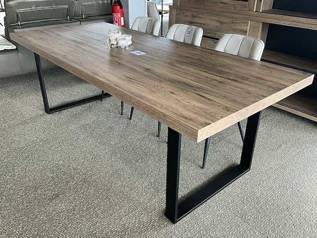 Houten design eetkamertafel otis, voorzien van metalen onderstel - afbeelding 1 van  3