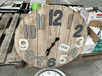 Houten design wandklok - afbeelding 1 van  3