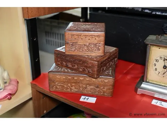 Houten doosjes met inleg - afbeelding 1 van  1