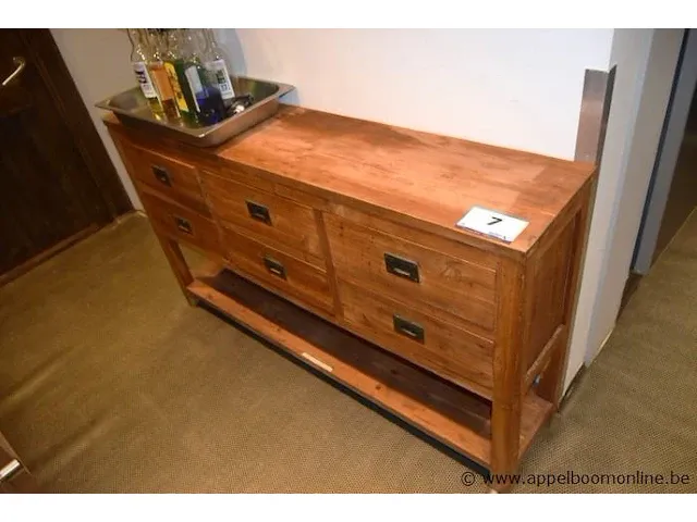 Houten dressoirmeubel, afm plm 140x30cm vv 6 laden - afbeelding 1 van  2