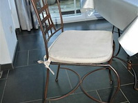 Houten eettafel met ijzeren onderstel ±2,5m met 6 stoelen - afbeelding 3 van  5