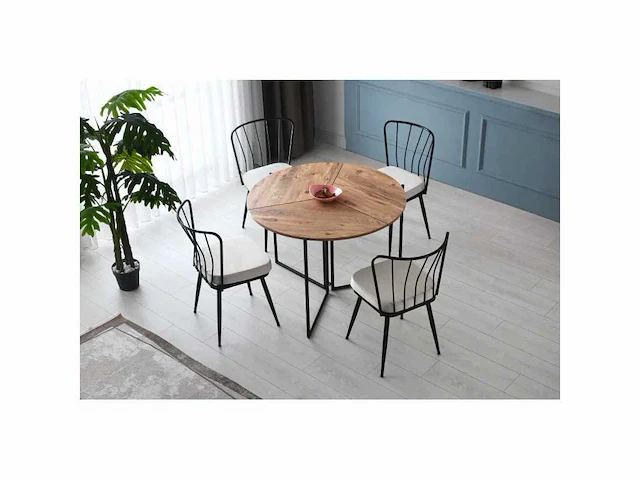 Houten en metalen eettafel - opklapbaar - afbeelding 7 van  14