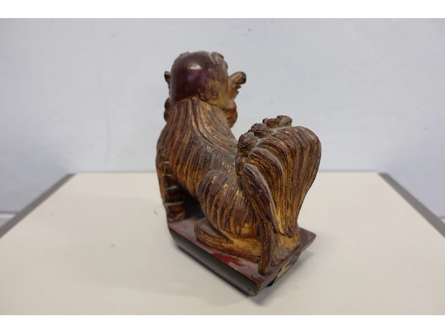 Houten gesculpteerde chinese tempelleeuw "foo dog" - afbeelding 3 van  6