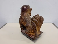 Houten gesculpteerde chinese tempelleeuw "foo dog" - afbeelding 3 van  6