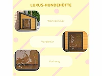Houten hondenhok met te openen asfalt dak en deurgordijn - buitenhuis voor kleine dieren - voor kleine honden - weerbestendig - geel - 71 x 58 x 53/77 cm - afbeelding 7 van  9
