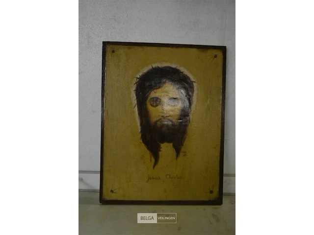 Houten icoon "jezus christus" 38x50cm - afbeelding 1 van  4