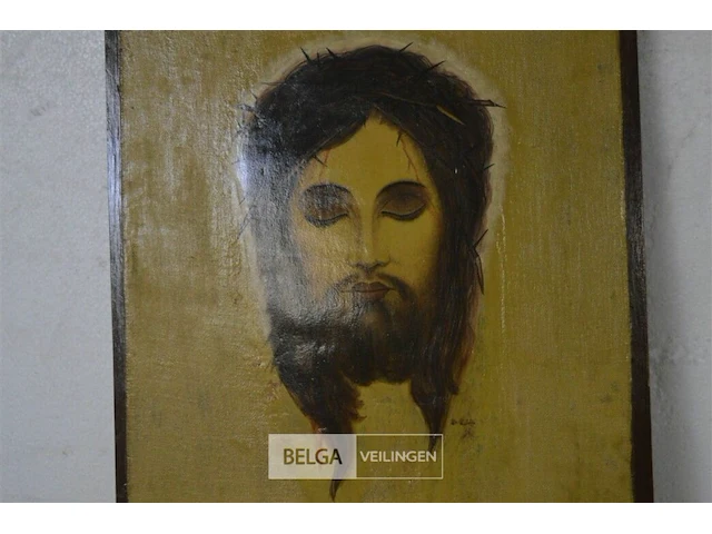 Houten icoon "jezus christus" 38x50cm - afbeelding 3 van  4