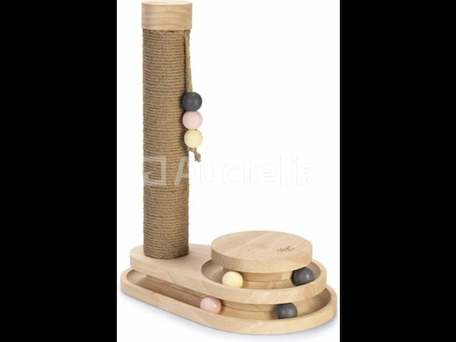 Houten kat krabpaal - bruin - 38x24,5x47,5 cm zeeduivel - afbeelding 1 van  1